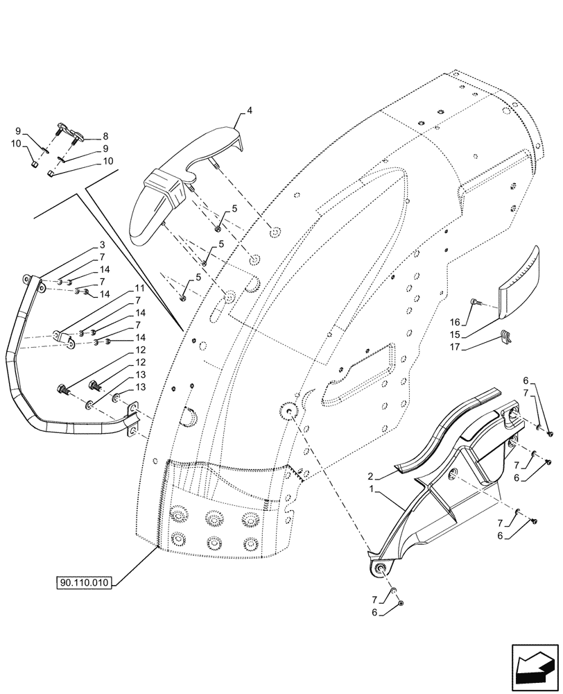 Схема запчастей Case IH FARMALL 110N - (90.110.250) - VAR - 759022 - REMOTE CONTROL VALVES, LEVER, TRIM, W/O CAB (90) - PLATFORM, CAB, BODYWORK AND DECALS