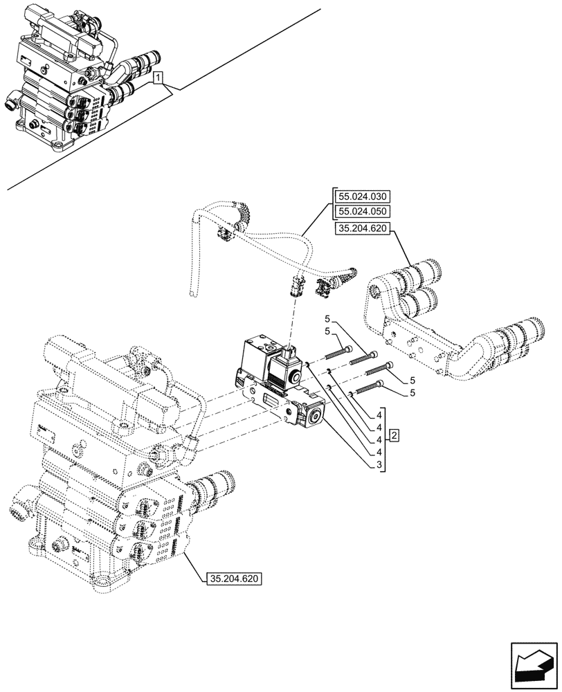 Схема запчастей Case IH FARMALL 110V - (55.035.140) - VAR - 759025 - REMOTE CONTROL VALVES, DIVERTER, CAB (55) - ELECTRICAL SYSTEMS