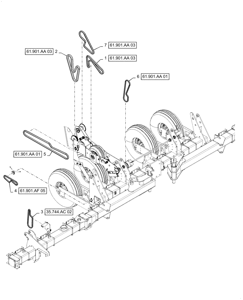 Схема запчастей Case IH 1255 - (05.000.02[01]) - BELTS AND CHAINS (05) - SERVICE & MAINTENANCE