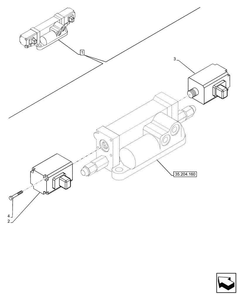 Схема запчастей Case IH FARMALL 110N - (55.035.010) - VAR - 759022, 759023, 759024, 759025 - REMOTE CONTROL VALVE, COMPONENTS (EDC), CAB (55) - ELECTRICAL SYSTEMS