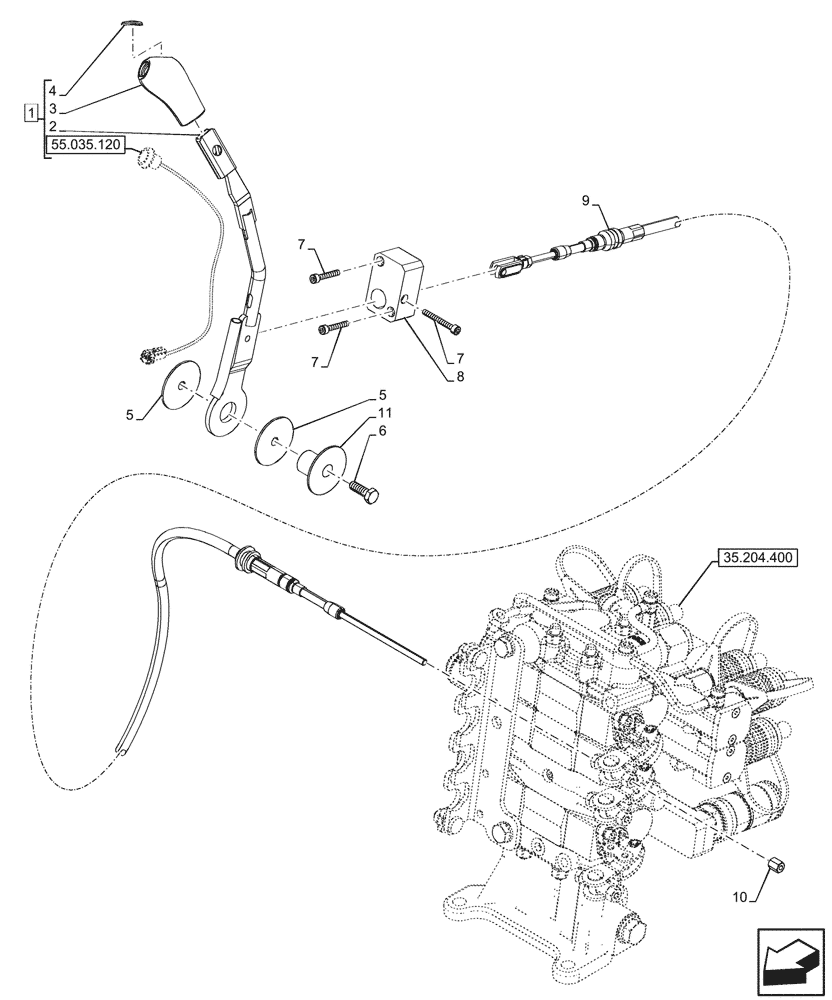 Схема запчастей Case IH FARMALL 110N - (35.204.590) - VAR - 759024 - REMOTE CONTROL VALVE, W/ DIVERTER, LEVER, W/O CAB (35) - HYDRAULIC SYSTEMS