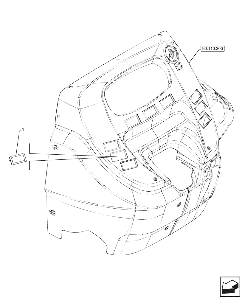 Схема запчастей Case IH FARMALL 80V - (90.110.280) - VAR - 341953 - BEACON SWITCH, PLUGS, W/O CAB (90) - PLATFORM, CAB, BODYWORK AND DECALS