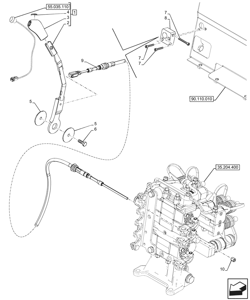Схема запчастей Case IH FARMALL 110V - (35.204.570) - VAR - 759024 - REMOTE CONTROL VALVE, W/ DIVERTER, LEVER, W/O CAB (35) - HYDRAULIC SYSTEMS