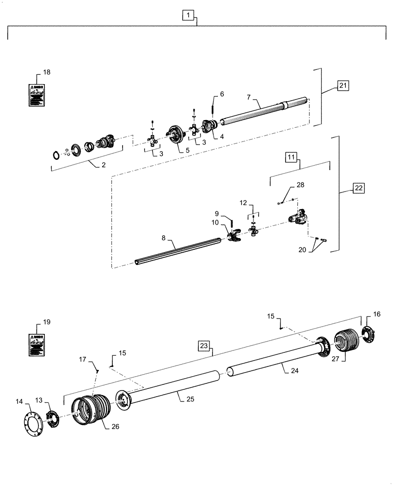 Схема запчастей Case IH RB455A - (31.201.01[02]) - POWER TAKE OFF, 540 RPM, SHEAR BOLT, NORTH AMERICA (31) - IMPLEMENT POWER TAKE OFF