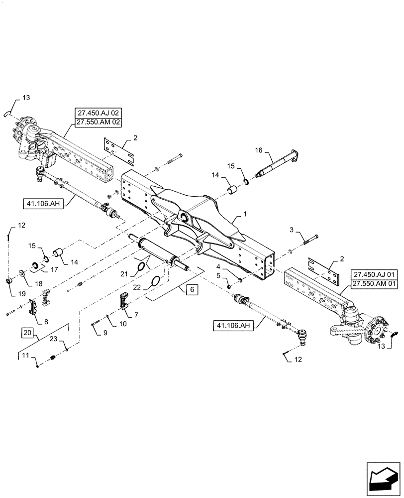 Схема запчастей Case IH 6088 - (27.550.AJ) - VAR - 722034, 722475 - REAR AXLE, STANDARD (27) - REAR AXLE SYSTEM