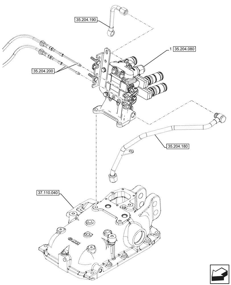 Схема запчастей Case IH FARMALL 80V - (35.204.070) - VAR - 759022 - 2 REMOTE CONTROL VALVES, MOUNTING (MDC) (35) - HYDRAULIC SYSTEMS