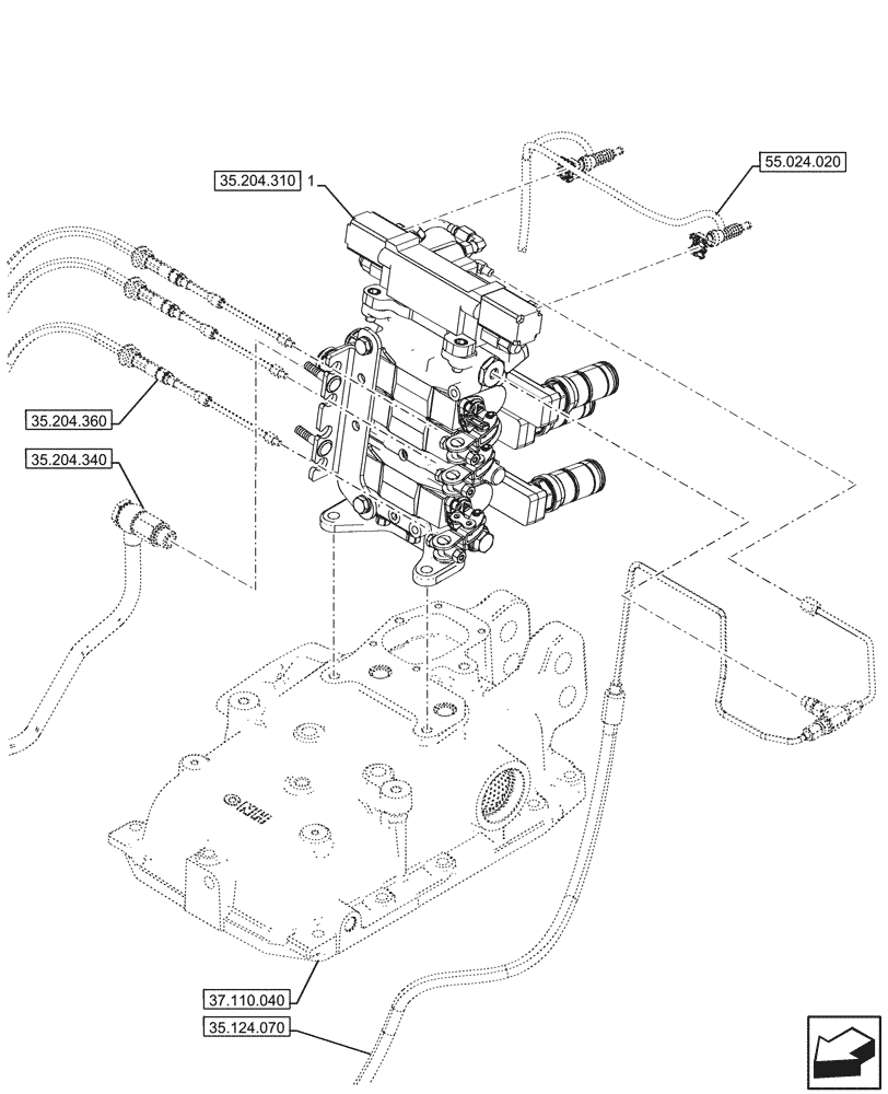 Схема запчастей Case IH FARMALL 100N - (35.204.300) - VAR - 759023 - 3 REMOTE CONTROL VALVES, MOUNTING (EDC), CAB (35) - HYDRAULIC SYSTEMS