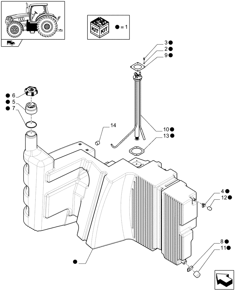 Схема запчастей Case IH PUMA 155 - (1.14.0[01A]) - FUEL TANK AND RELATED PARTS - D7389 (02) - ENGINE EQUIPMENT