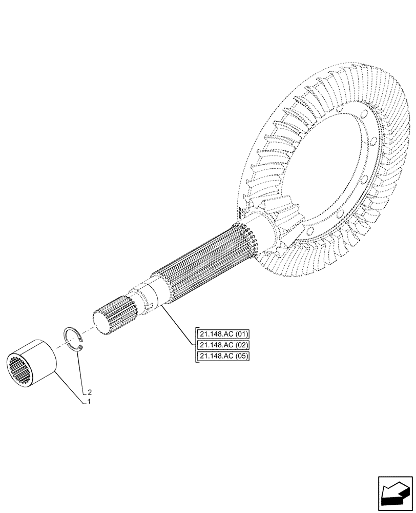 Схема запчастей Case IH PUMA 200 - (21.148.AC[08]) - VAR - 337431 - BEVEL PINION, COUPLING (21) - TRANSMISSION