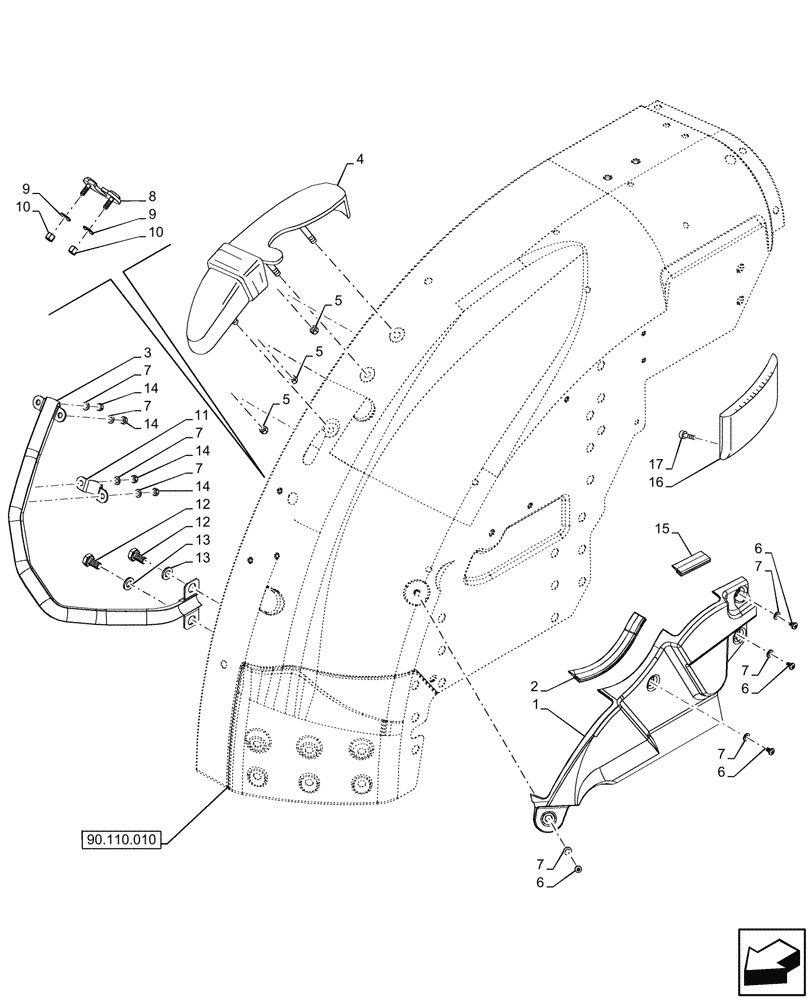 Схема запчастей Case IH FARMALL 90V - (90.110.270) - VAR - 341794, 759023, 759024 - REMOTE CONTROL VALVES, LEVER, TRIM, W/O CAB (90) - PLATFORM, CAB, BODYWORK AND DECALS