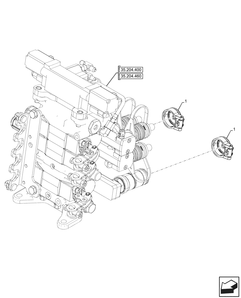 Схема запчастей Case IH FARMALL 110V - (35.204.500) - VAR - 759024 - 3 REMOTE CONTROL VALVES, W/ DIVERTER, COVERS (35) - HYDRAULIC SYSTEMS