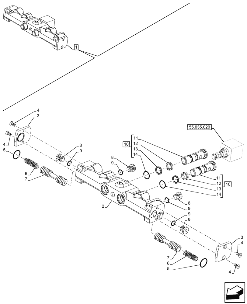 Схема запчастей Case IH FARMALL 110N - (35.204.440) - VAR - 759024 - 3 REMOTE CONTROL VALVES, W/ DIVERTER, COMPONENTS (MDC) (35) - HYDRAULIC SYSTEMS