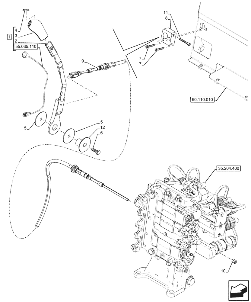 Схема запчастей Case IH FARMALL 110N - (35.204.580) - VAR - 759024 - REMOTE CONTROL VALVE, W/ DIVERTER, LEVER, W/O CAB (35) - HYDRAULIC SYSTEMS