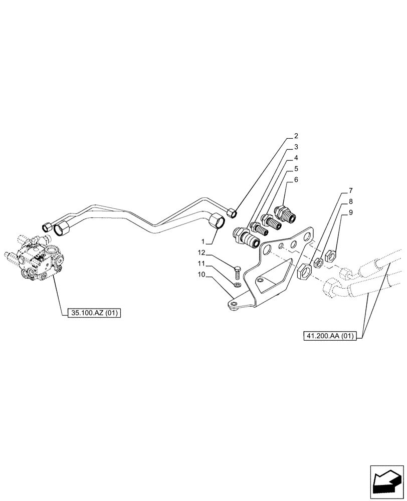 Схема запчастей Case IH PUMA 220 - (41.200.AA[09]) - VAR - 337435, 337467, 337468, 337469 - STEERING VALVE, LINE, POWERSHIFT (41) - STEERING