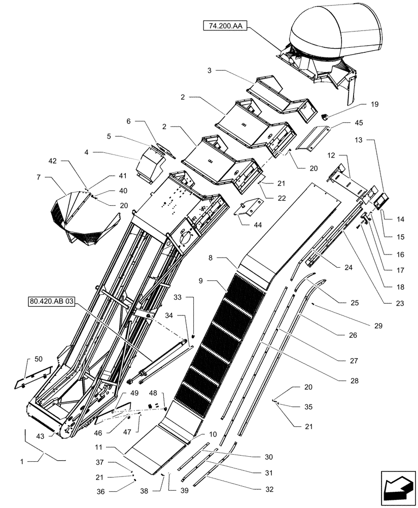 Схема запчастей Case IH A8800 - (80.420.AC[03]) - ELEVATOR - MY16 (80) - CROP STORAGE/UNLOADING
