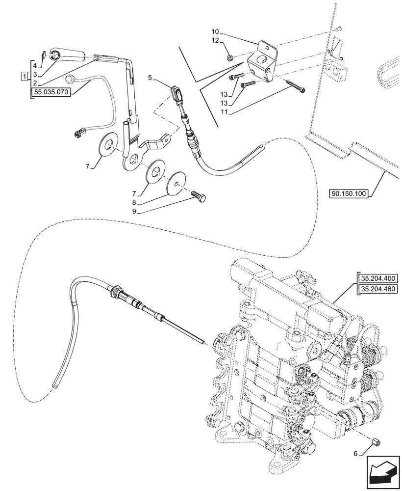 Схема запчастей Case IH FARMALL 80V - (35.204.540) - VAR - 759024 - REMOTE CONTROL VALVE, W/ DIVERTER, LEVER, CAB (35) - HYDRAULIC SYSTEMS