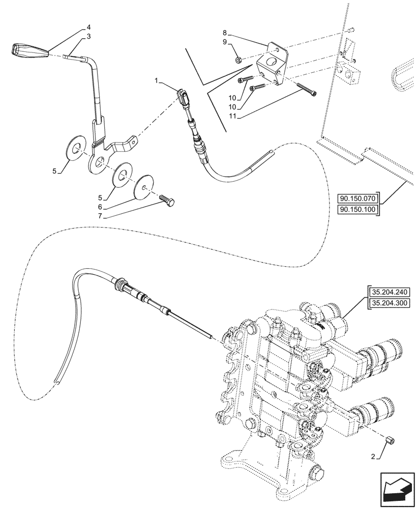 Схема запчастей Case IH FARMALL 110N - (35.204.360) - VAR - 759023 - REMOTE CONTROL VALVE, LEVER, CAB (35) - HYDRAULIC SYSTEMS