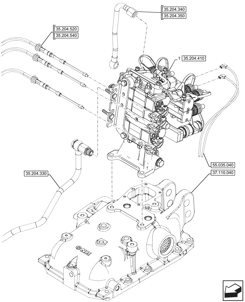 Схема запчастей Case IH FARMALL 110V - (35.204.400) - VAR - 759024 - 3 REMOTE CONTROL VALVES, W/ DIVERTER, MOUNTING (MDC) (35) - HYDRAULIC SYSTEMS