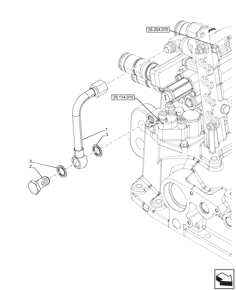 Схема запчастей Case IH FARMALL 100V - (35.204.190) - VAR - 759022 - 2 REMOTE VALVES, LINES (35) - HYDRAULIC SYSTEMS