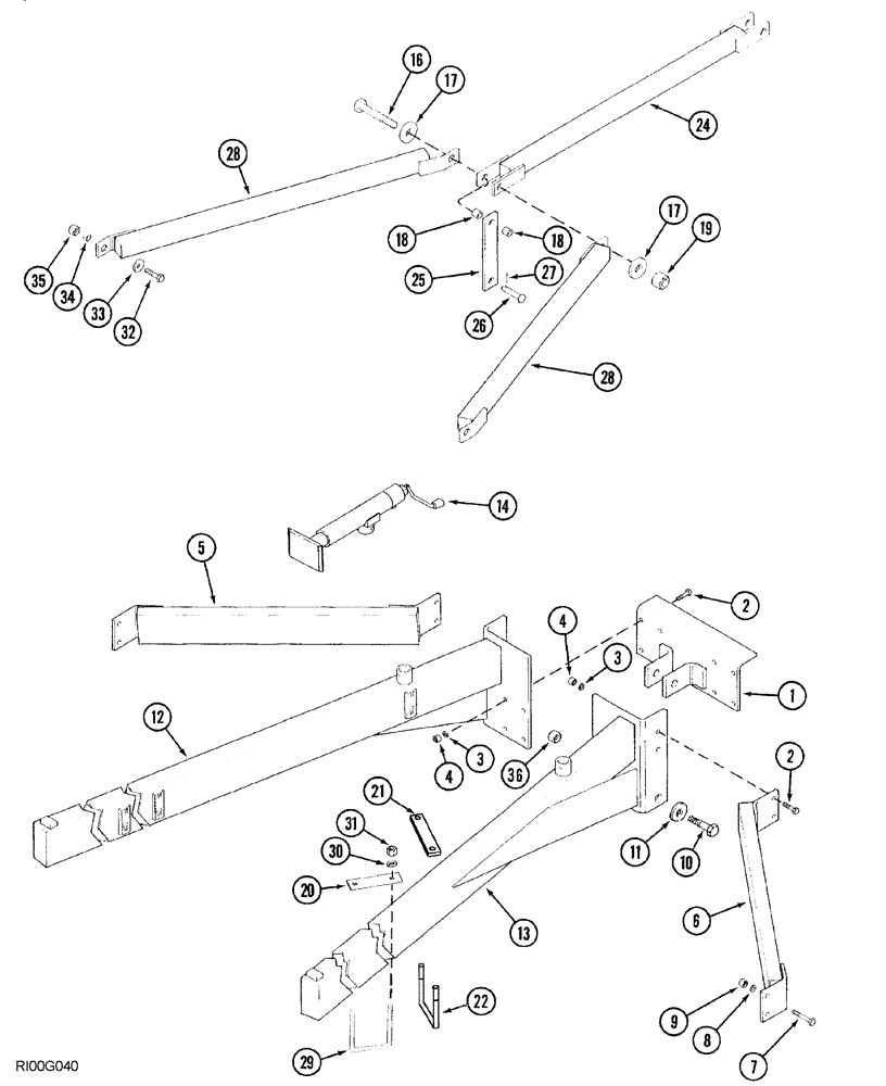 Схема запчастей Case IH 5850 - (09-78) - LEVEL LIFT HITCH, BRACES AND BEAMS, FLAT FOLD (09) - CHASSIS