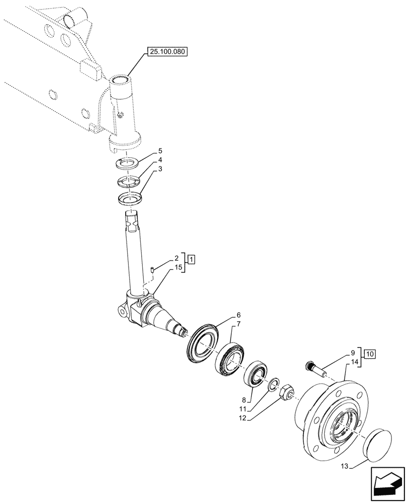 Схема запчастей Case IH FARMALL 90V - (25.108.140) - VAR - 743515 - 2WD FRONT AXLE, W/ ELECTROHYDRAULIC DIFFERENTIAL LOCK, WHEEL HUB & STEERING KNUCKLE (25) - FRONT AXLE SYSTEM