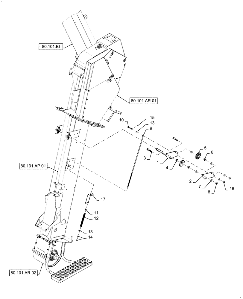 Схема запчастей Case IH 6088 - (80.101.AN) - TENSIONER, CLEAN GRAIN ELEVATOR DRIVE (80) - CROP STORAGE/UNLOADING