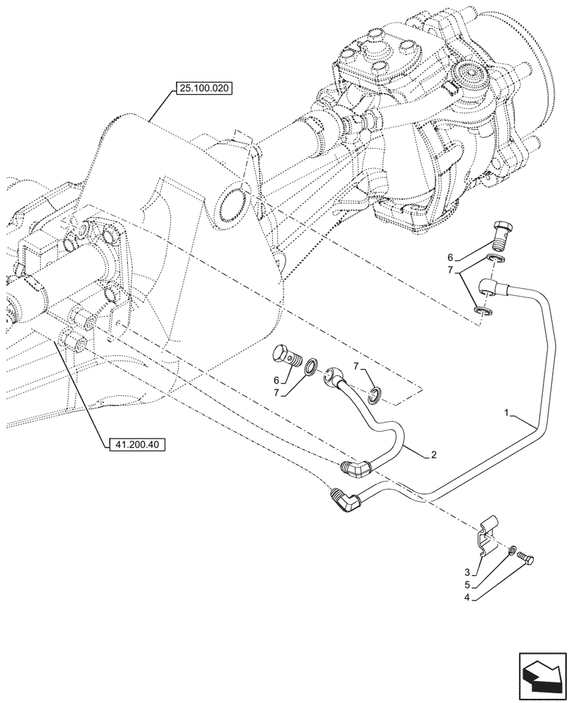 Схема запчастей Case IH FARMALL 100N - (41.216.040) - VAR - 744473 - 4WD FRONT AXLE, W/ ELECTROHYDRAULIC DIFFERENTIAL LOCK, W/O FRONT BRAKES, STEERING CYLINDER, HYDR LINES (41) - STEERING