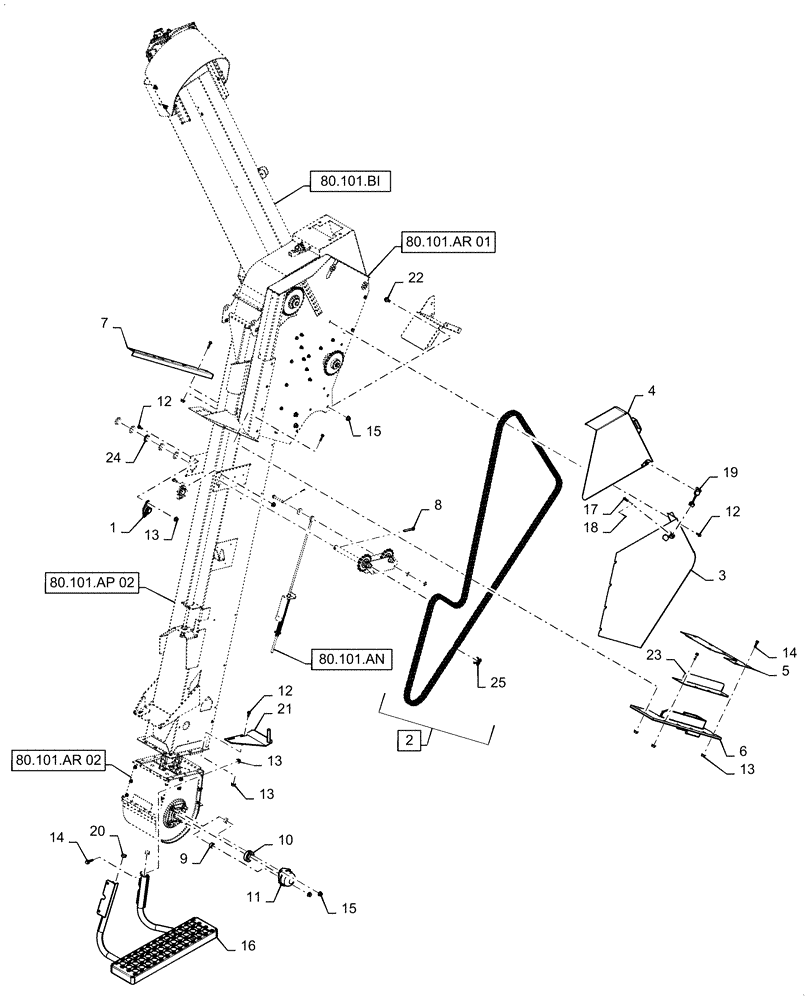 Схема запчастей Case IH 7088 - (80.101.AP[01]) - CLEAN GRAIN ELEVATOR ASSY (80) - CROP STORAGE/UNLOADING