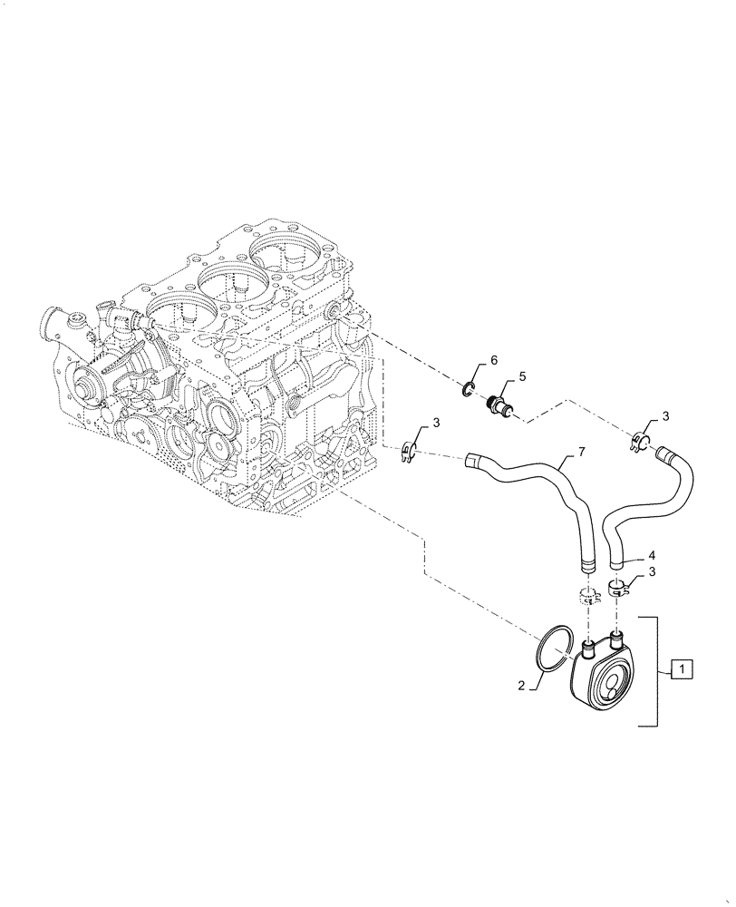 Схема запчастей Case IH FARMALL 50A - (10.408.AO[01]) - ENGINE OIL, COOLER (10) - ENGINE