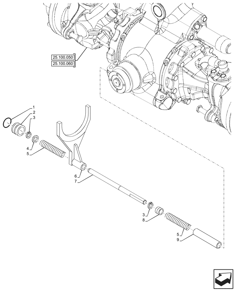 Схема запчастей Case IH FARMALL 90N - (25.102.150) - VAR - 336329 - 4WD FRONT AXLE, W/ ELECTROHYDRAULIC DIFFERENTIAL LOCK, W/ FRONT BRAKES, DIFFERENTIAL LOCK, ROD & FORKS (25) - FRONT AXLE SYSTEM