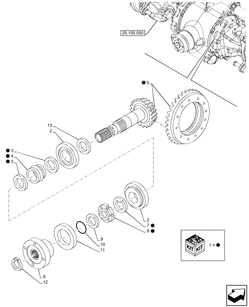 Схема запчастей Case IH FARMALL 100V - (25.102.140) - VAR - 336329 - 4WD FRONT AXLE, W/ ELECTROHYDRAULIC DIFFERENTIAL LOCK, W/ FRONT BRAKES, DIFFERENTIAL GEAR (25) - FRONT AXLE SYSTEM