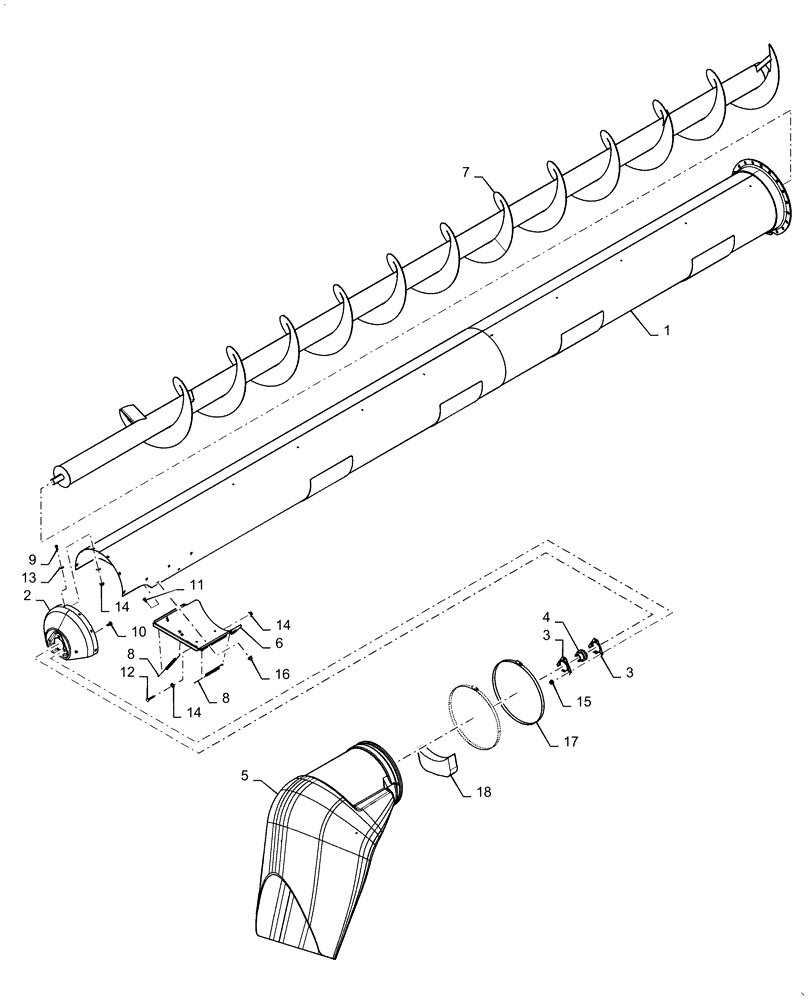 Схема запчастей Case IH 6088 - (80.180.AQ[01]) - VAR - 42531, 72273, 722486, 72274, 722983 - UNLOADING TUBE (80) - CROP STORAGE/UNLOADING