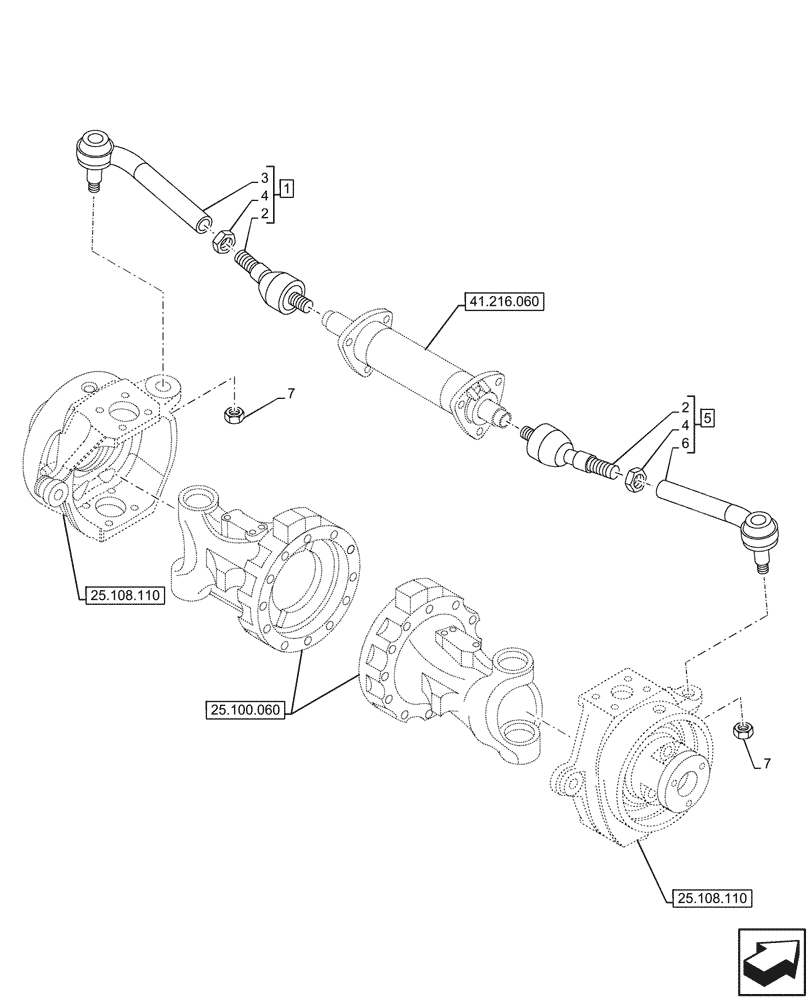 Схема запчастей Case IH FARMALL 80N - (41.106.040) - VAR - 336329 - 4WD FRONT AXLE, W/ ELECTROHYDRAULIC DIFFERENTIAL LOCK, W/ FRONT BRAKES, STEERING ARM (41) - STEERING