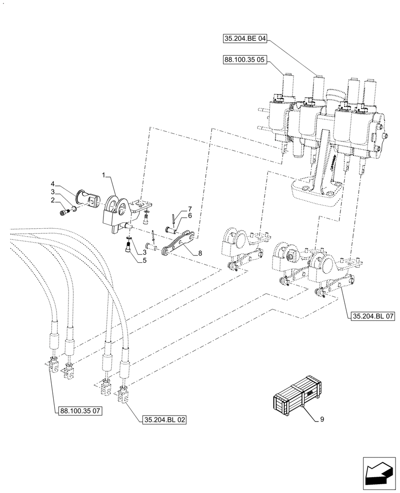 Схема запчастей Case IH FARMALL 130A - (88.100.35[06]) - VAR - 718165, 718171 - DIA KIT, FROM 3 DELUXE VALVES TO 4 (88) - ACCESSORIES