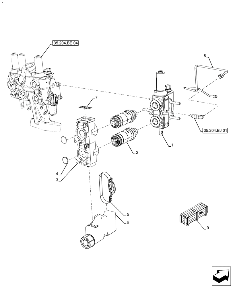 Схема запчастей Case IH FARMALL 130A - (88.100.35[05]) - VAR - 718165, 718171 - DIA KIT, FROM 3 DELUXE VALVES TO 4 (88) - ACCESSORIES