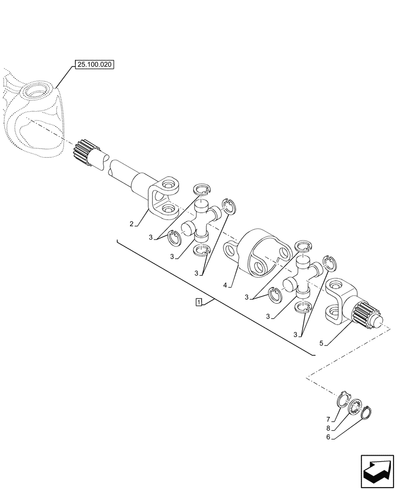 Схема запчастей Case IH FARMALL 90N - (25.108.060) - VAR - 744473 - 4WD FRONT AXLE, W/ ELECTROHYDRAULIC DIFFERENTIAL LOCK, W/O FRONT BRAKES, ARTICULATED SHAFT (25) - FRONT AXLE SYSTEM