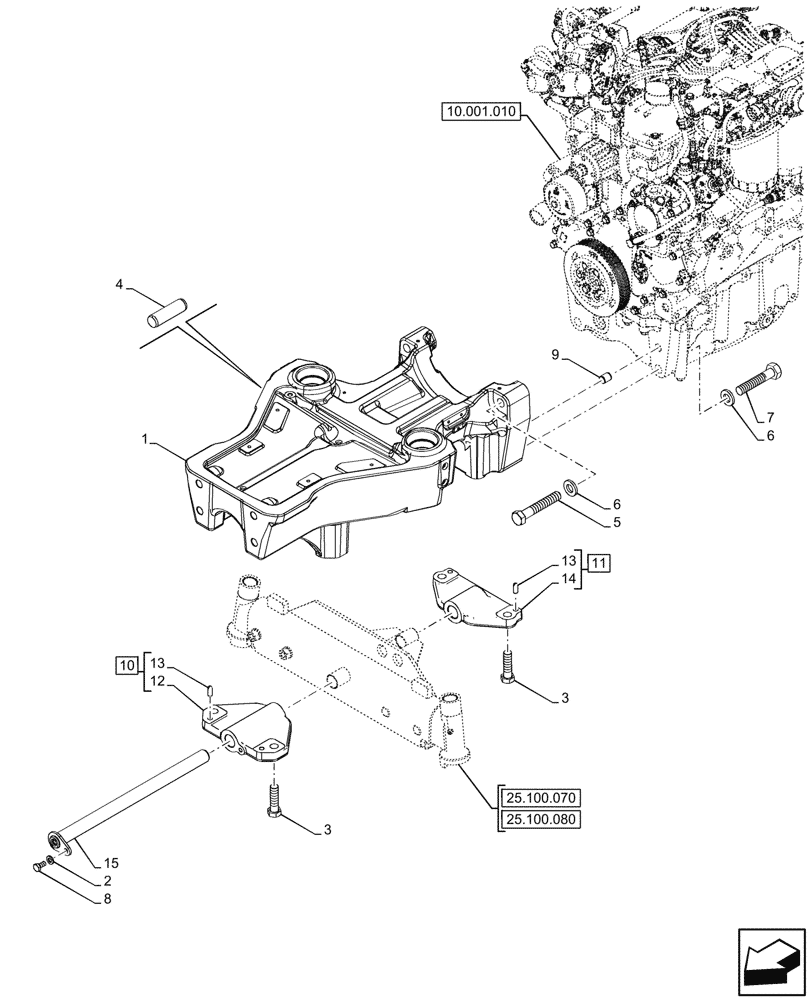 Схема запчастей Case IH FARMALL 90V - (25.100.090) - VAR - 743515 - 2WD FRONT AXLE, W/ ELECTROHYDRAULIC DIFFERENTIAL LOCK, SUPPORT (25) - FRONT AXLE SYSTEM