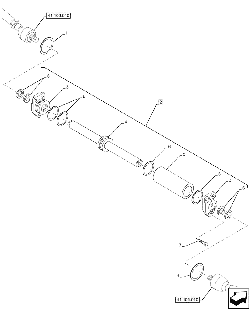 Схема запчастей Case IH FARMALL 100V - (41.216.010) - VAR - 744473 - 4WD FRONT AXLE, W/ ELECTROHYDRAULIC DIFFERENTIAL LOCK, W/O FRONT BRAKES (41) - STEERING