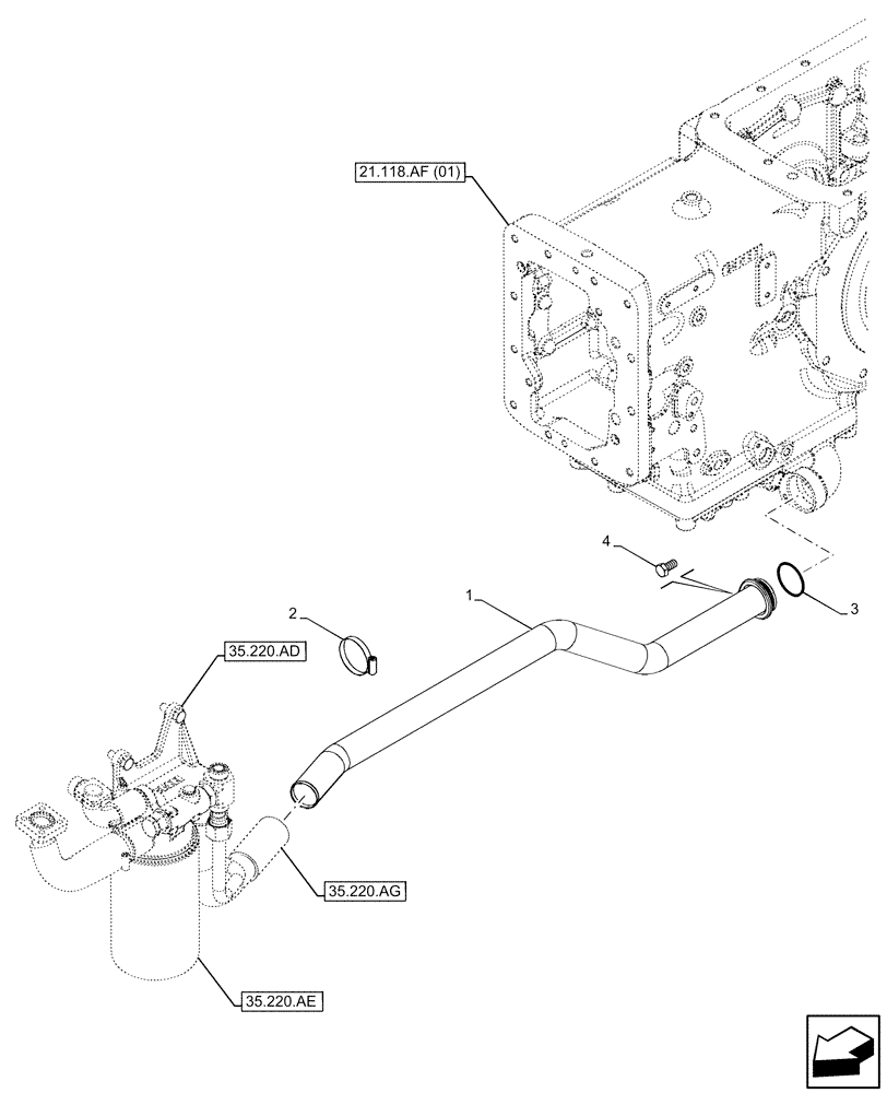 Схема запчастей Case IH FARMALL 90C - (35.100.AH[01]) - VAR - 332785, 390831, 743595, 743596 - HYDRAULIC LIFT, OIL FILTER, LINE, PIPE (35) - HYDRAULIC SYSTEMS