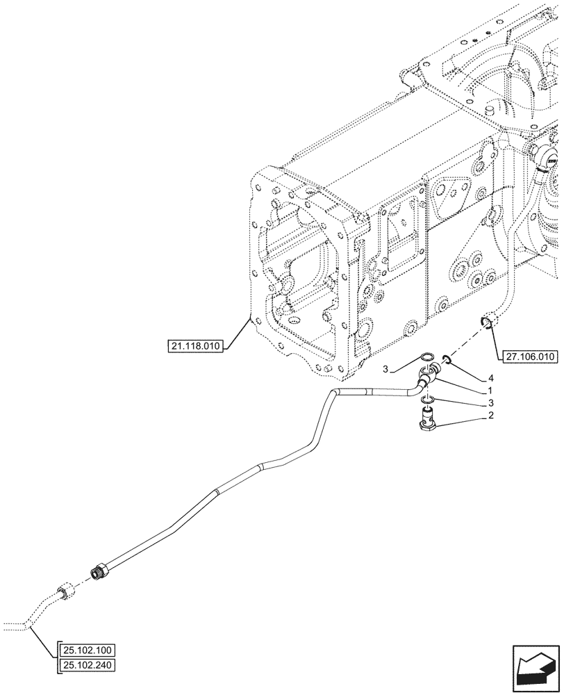 Схема запчастей Case IH FARMALL 110V - (25.102.110) - VAR - 336329, 744473, 744474, 759009 - 4WD FRONT AXLE, W/ ELECTROHYDRAULIC DIFFERENTIAL LOCK, HYDRAULIC LINE (25) - FRONT AXLE SYSTEM