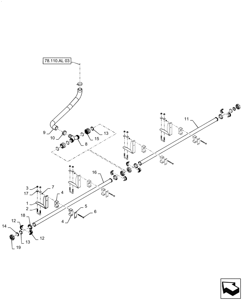 Схема запчастей Case IH PATRIOT 4440 - (78.110.AE[08]) - SPRAYBAR, 90, 5 SECTION, 20"/30" SPACING, CENTER, ALL SERIAL NUMBERS (78) - SPRAYING