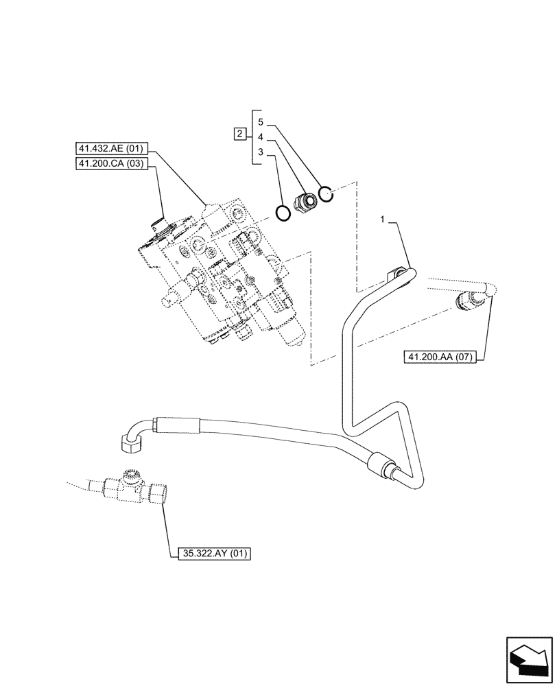 Схема запчастей Case IH PUMA 240 CVT - (41.200.AK[06]) - VAR - 337438, 758268, 758269, 758272, 758273 - STEERING, RETURN LINE, AUTOGUIDANCE SYSTEM, POWERSHIFT (41) - STEERING