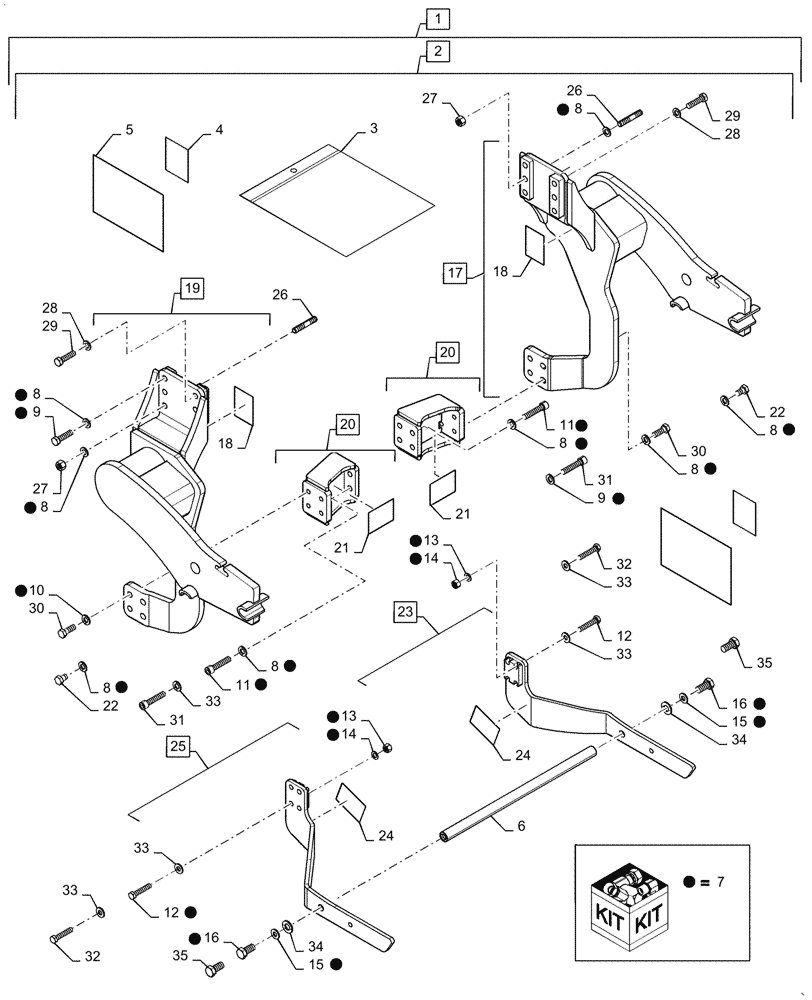 Схема запчастей Case IH FARMALL 50A - (82.100.AI[01]) - LOADER ARM SUPPORT (82) - FRONT LOADER & BUCKET