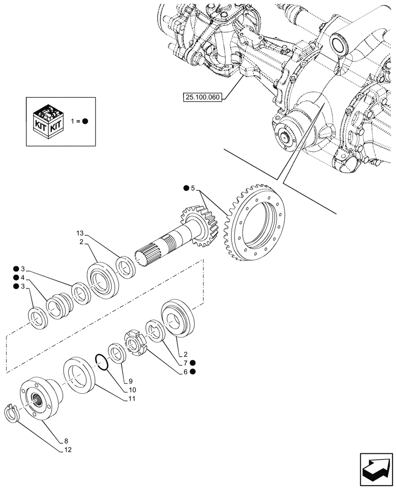 Схема запчастей Case IH FARMALL 90N - (25.102.160) - VAR - 336329 - 4WD FRONT AXLE, W/ ELECTROHYDRAULIC DIFFERENTIAL LOCK, W/ FRONT BRAKES, BEVEL GEAR (25) - FRONT AXLE SYSTEM