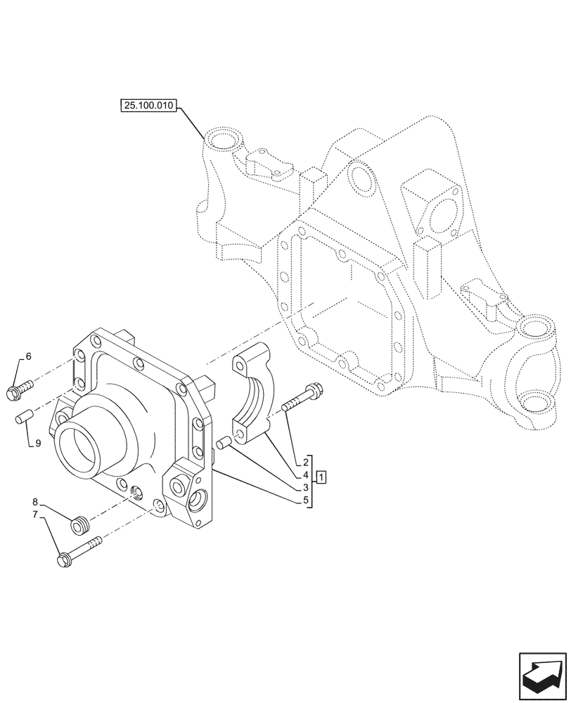 Схема запчастей Case IH FARMALL 100V - (25.102.010) - VAR - 744473 - 4WD FRONT AXLE, W/ ELECTROHYDRAULIC DIFFERENTIAL LOCK, DIFFERENTIAL CARRIER (25) - FRONT AXLE SYSTEM