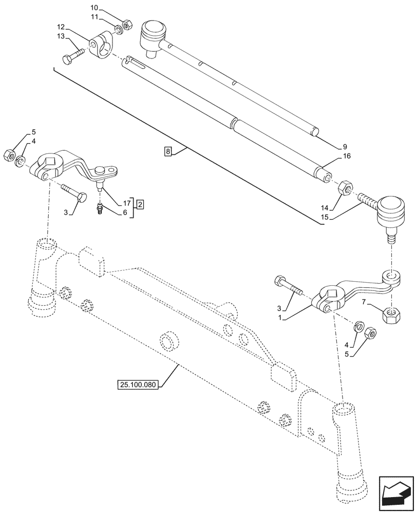 Схема запчастей Case IH FARMALL 90V - (41.106.060) - VAR - 743515 - 2WD FRONT AXLE, W/ ELECTROHYDRAULIC DIFFERENTIAL LOCK, TRACK ROD (41) - STEERING