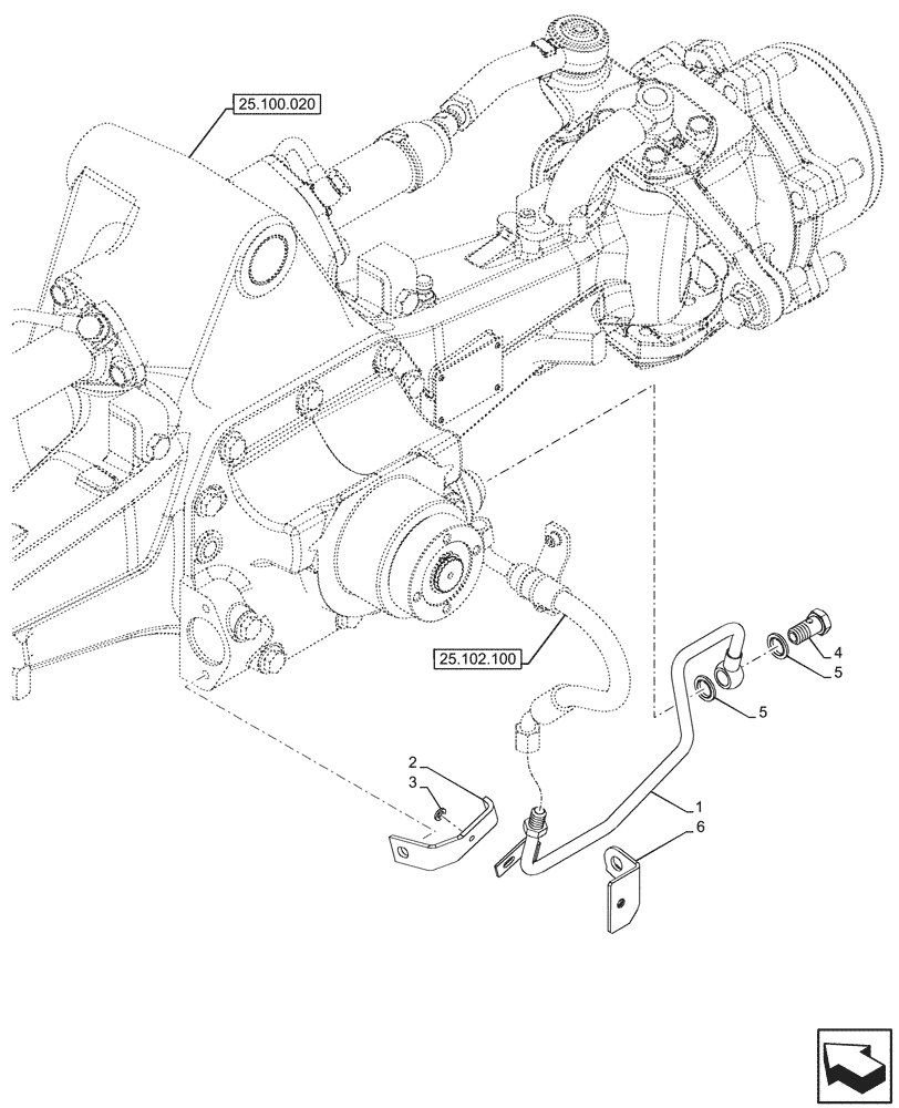 Схема запчастей Case IH FARMALL 90N - (25.102.090) - VAR - 744473 - 4WD FRONT AXLE, W/ ELECTROHYDRAULIC DIFFERENTIAL LOCK, W/O FRONT BRAKES, HYDRAULIC LINE (25) - FRONT AXLE SYSTEM