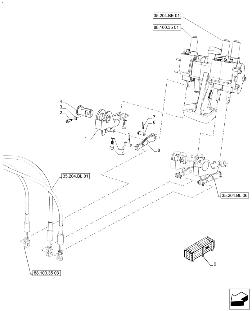 Схема запчастей Case IH FARMALL 120A - (88.100.35[02]) - VAR 718164, 718166 - DIA KIT, FROM 2 DELUXE VALVES TO 3 (88) - ACCESSORIES