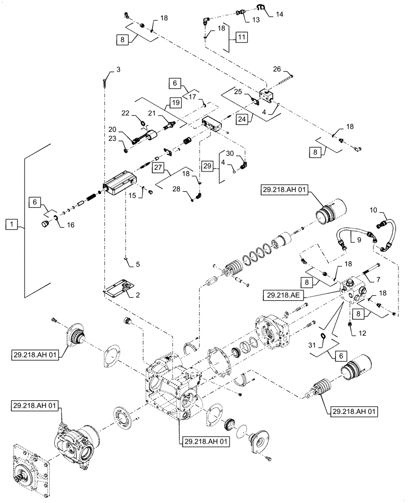 Схема запчастей Case IH 6088 - (29.218.AH[02]) - HYDROSTATIC MOTOR, VARIABLE SPEED, 2-SPEED, (CONT.) (29) - HYDROSTATIC DRIVE