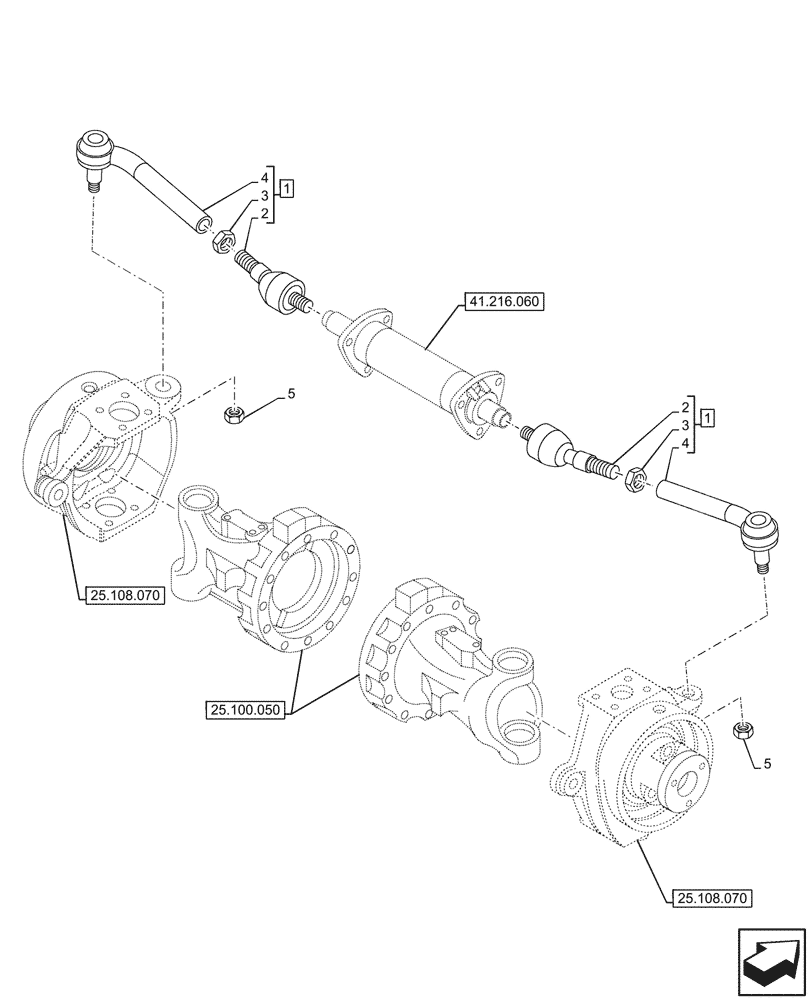 Схема запчастей Case IH FARMALL 90V - (41.106.030) - VAR - 336329 - 4WD FRONT AXLE, W/ ELECTROHYDRAULIC DIFFERENTIAL LOCK, W/ FRONT BRAKES, STEERING ARM (41) - STEERING